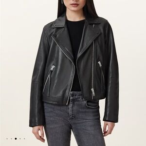 ALLSAINTS Dalby Leather Biker Jacket Black Size UK 10 / US 6